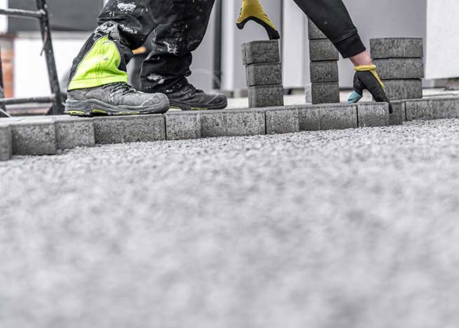 pavé uni aménagement paysager